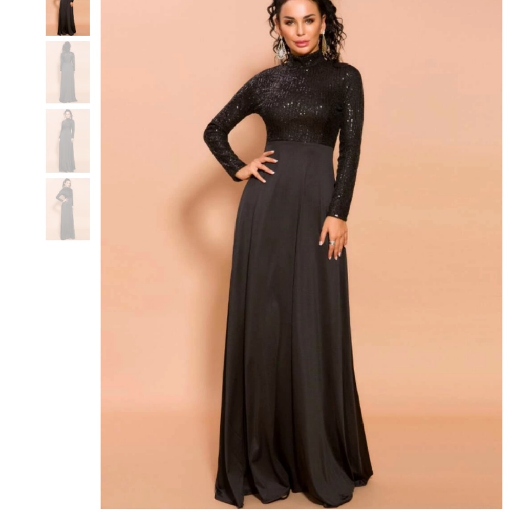 Missord Sequin Fit & Flare Black Dress XL nwt - Picture 2 of 4